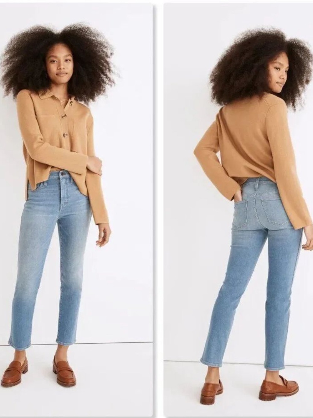 Madewell Tall Stovepipe Straight High Rise Stretchy Euclid Blue Denim Jeans 30T